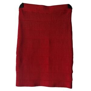 Millau Red Ribbed Pencil Pull On Mini Skirt Size XS